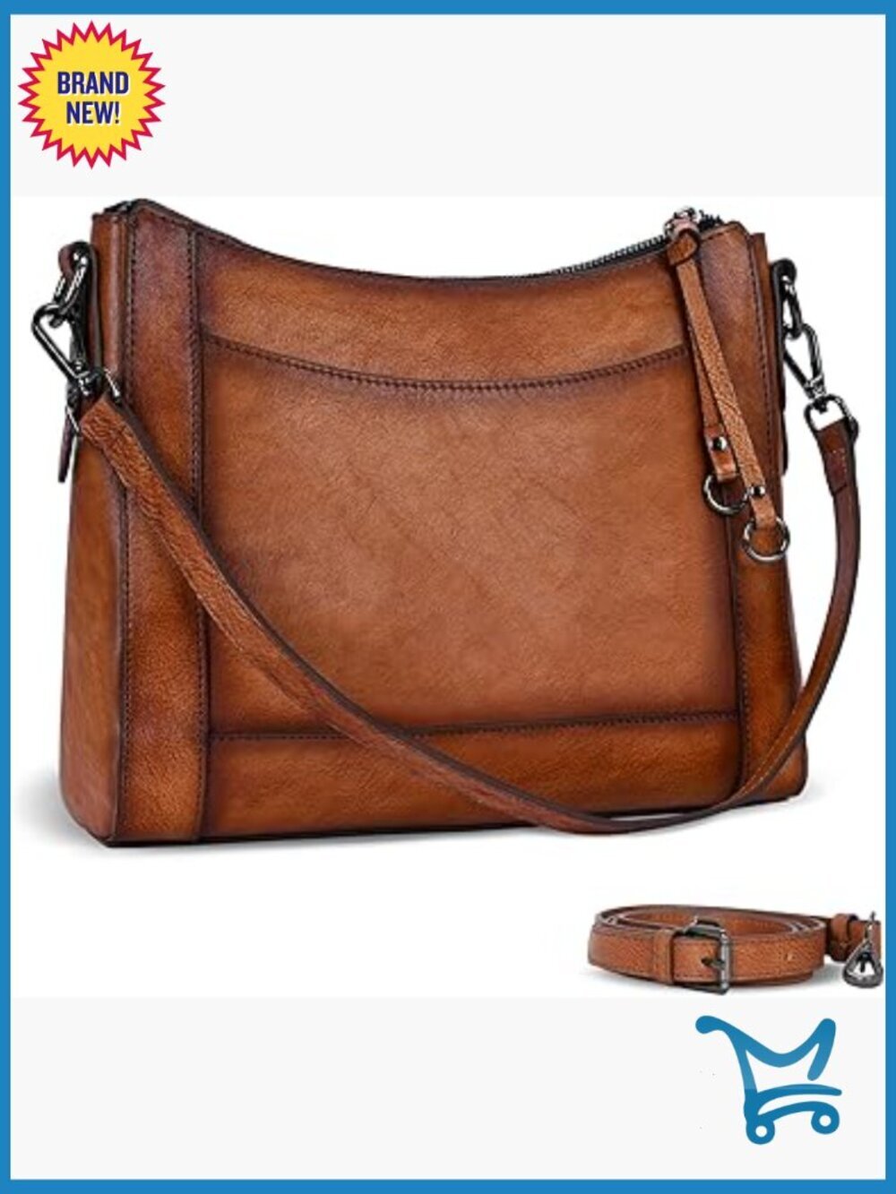 Genuine Leather Hobo Satchel Crossbody Bag with Adjustable Straps Medium